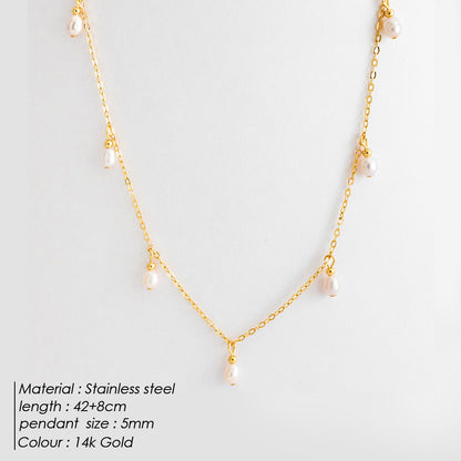 Wholesale Jewelry Elegant Solid Color Stainless Steel Imitation Pearl Plating Necklace