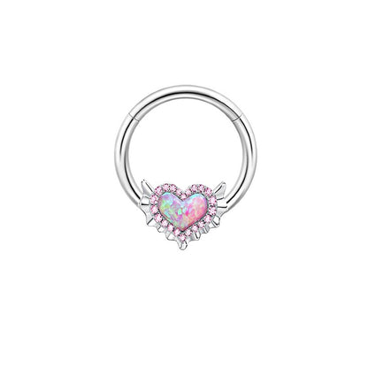 Casual Heart Shape Stainless Steel Plating Inlay Artificial Gemstones Nipple Ring Belly Ring Nose Ring