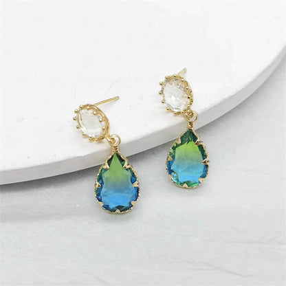 1 Pair Simple Style Water Droplets Inlay Copper Crystal Drop Earrings Earrings