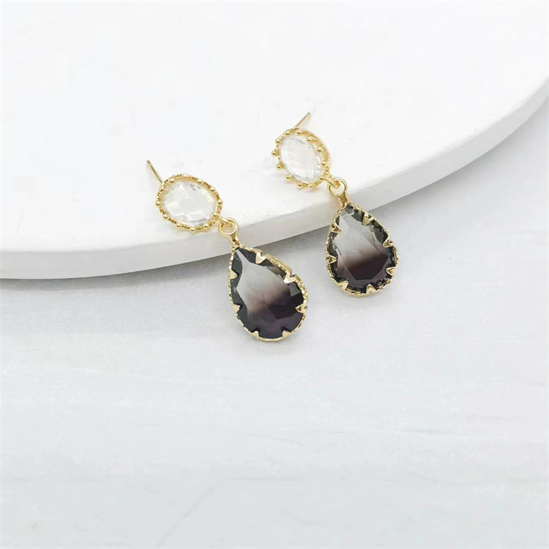 1 Pair Simple Style Water Droplets Inlay Copper Crystal Drop Earrings Earrings