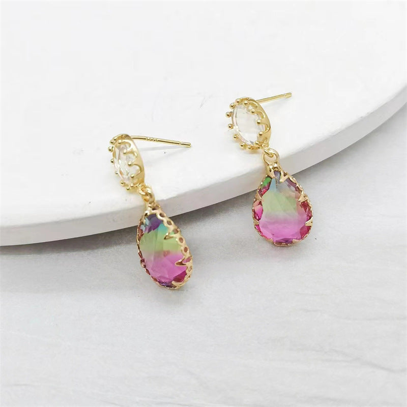 1 Pair Simple Style Water Droplets Inlay Copper Crystal Drop Earrings Earrings