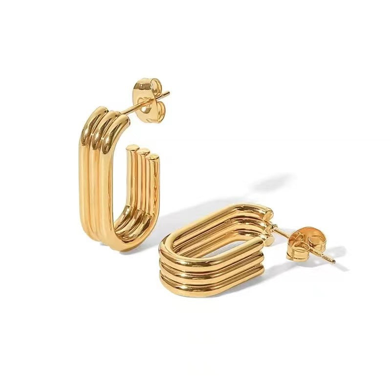 1 Pair Simple Style Solid Color Plating Stainless Steel Gold Plated Ear Studs