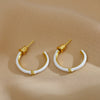 1 Pair Simple Style C Shape Enamel Plating Inlay Copper Zircon 18k Gold Plated Ear Studs