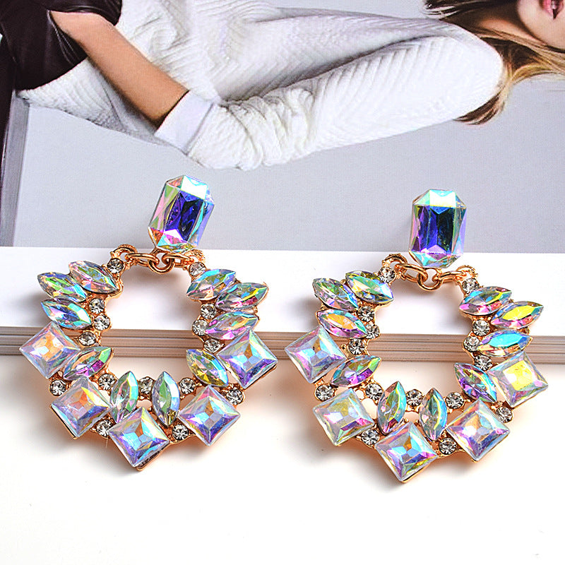 1 Pair Luxurious Geometric Plating Inlay Alloy Rhinestones Drop Earrings