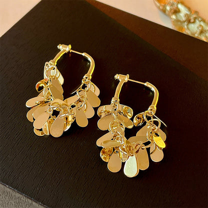 1 Pair Ig Style Exaggerated Tassel Solid Color Plating Inlay Metal Rhinestones Drop Earrings