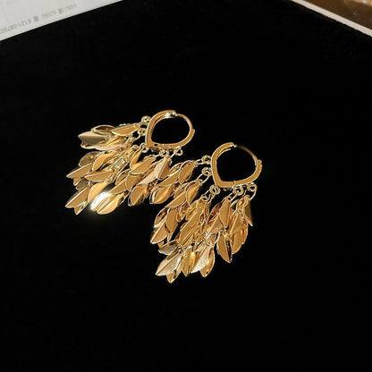 1 Pair Ig Style Exaggerated Tassel Solid Color Plating Inlay Metal Rhinestones Drop Earrings