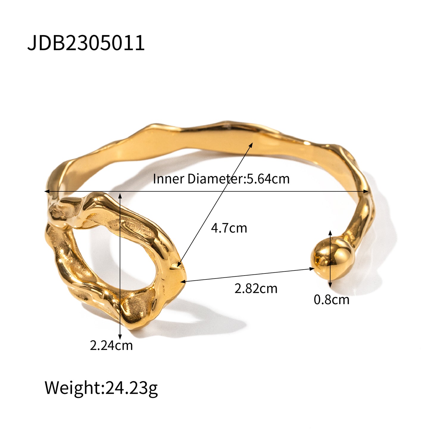 Ig Style Irregular Stainless Steel Plating Titanium Steel 18k Gold Plated Cuff Bracelets