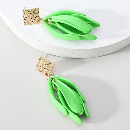 1 Pair Elegant Cute Romantic Petal Tassel Zinc Alloy Drop Earrings