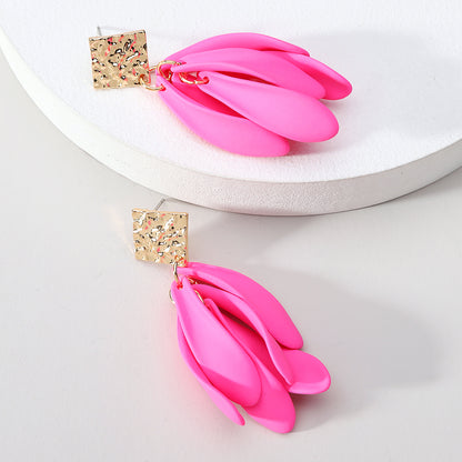 1 Pair Elegant Cute Romantic Petal Tassel Zinc Alloy Drop Earrings