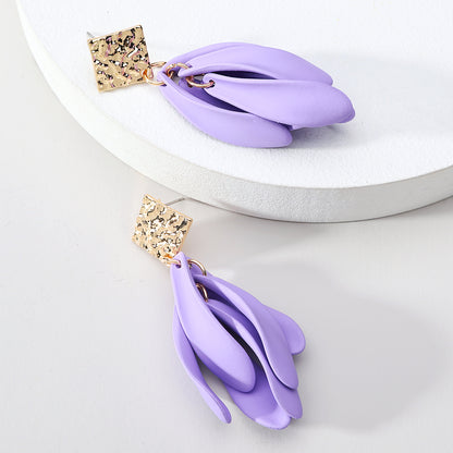 1 Pair Elegant Cute Romantic Petal Tassel Zinc Alloy Drop Earrings