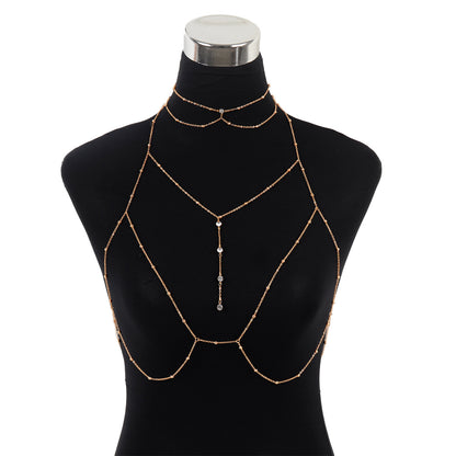 Modern Style Solid Color Alloy Plating Inlay Artificial Gemstones Women's Body Chain