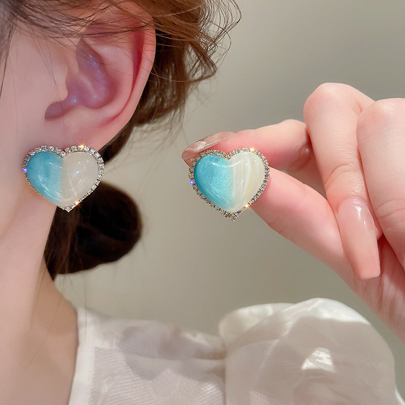 1 Pair Korean Style Heart Shape Alloy Ear Studs