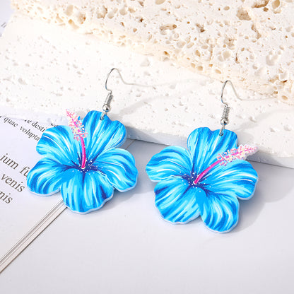 1 Pair Pastoral Flower Arylic Resin Drop Earrings