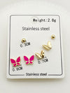 1 Set Cute Sweet Lips Star Paw Print Enamel Plating Inlay Stainless Steel Artificial Pearls Gold Plated Ear Studs