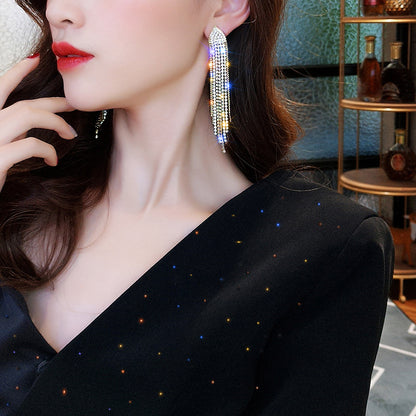 1 Pair Glam Sweet Tassel Inlay Copper Zircon Drop Earrings