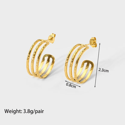 1 Pair Modern Style C Shape Plating Stainless Steel Ear Studs