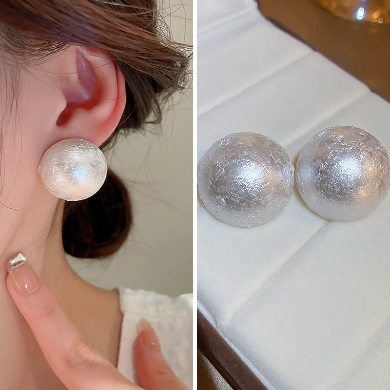 1 Pair Lady Solid Color Freshwater Pearl Sterling Silver Ear Studs