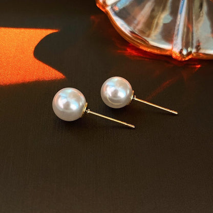 1 Pair Lady Solid Color Freshwater Pearl Sterling Silver Ear Studs