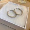 1 Pair Simple Style Geometric Inlay Alloy Rhinestones Hoop Earrings