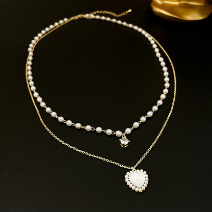 Retro Heart Shape Imitation Pearl Alloy Plating Women's Pendant Necklace