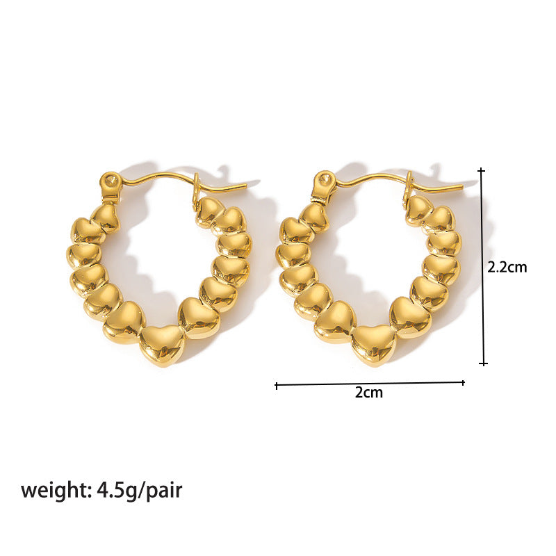 1 Pair Modern Style Round Heart Shape Stainless Steel Hoop Earrings