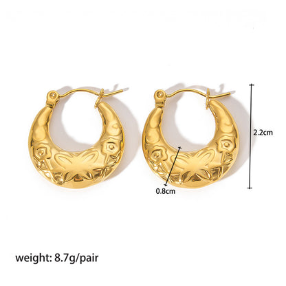 1 Pair Modern Style Round Heart Shape Stainless Steel Hoop Earrings