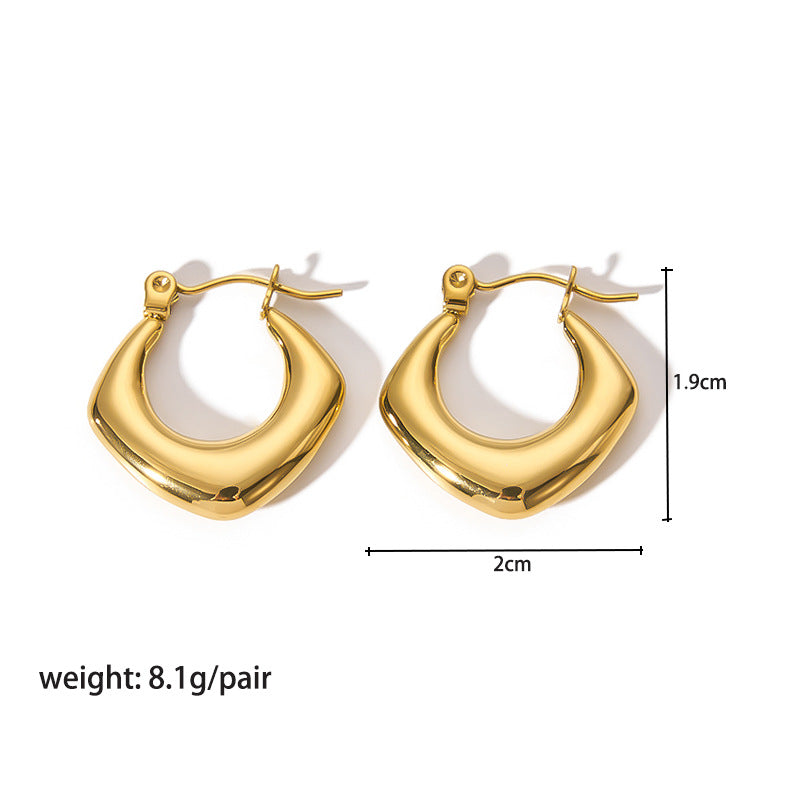 1 Pair Modern Style Round Heart Shape Stainless Steel Hoop Earrings