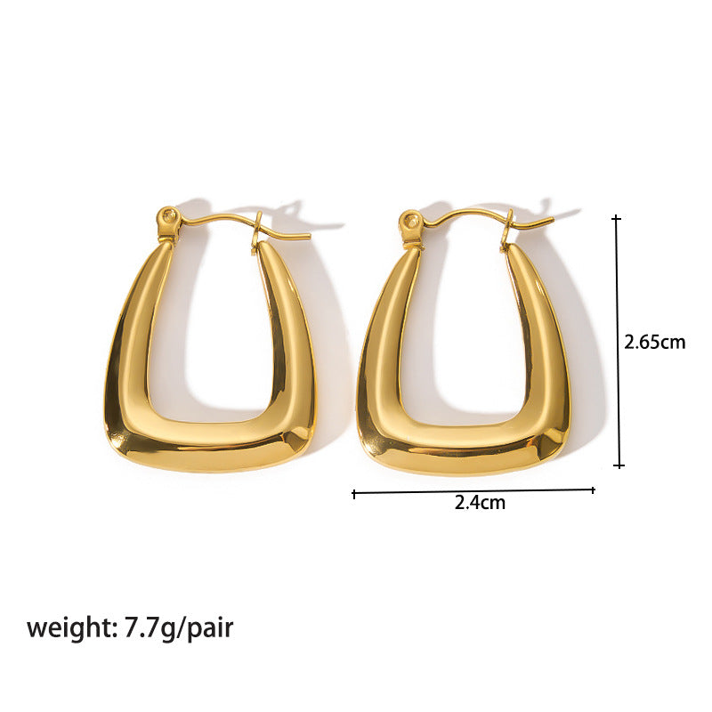 1 Pair Modern Style Round Heart Shape Stainless Steel Hoop Earrings