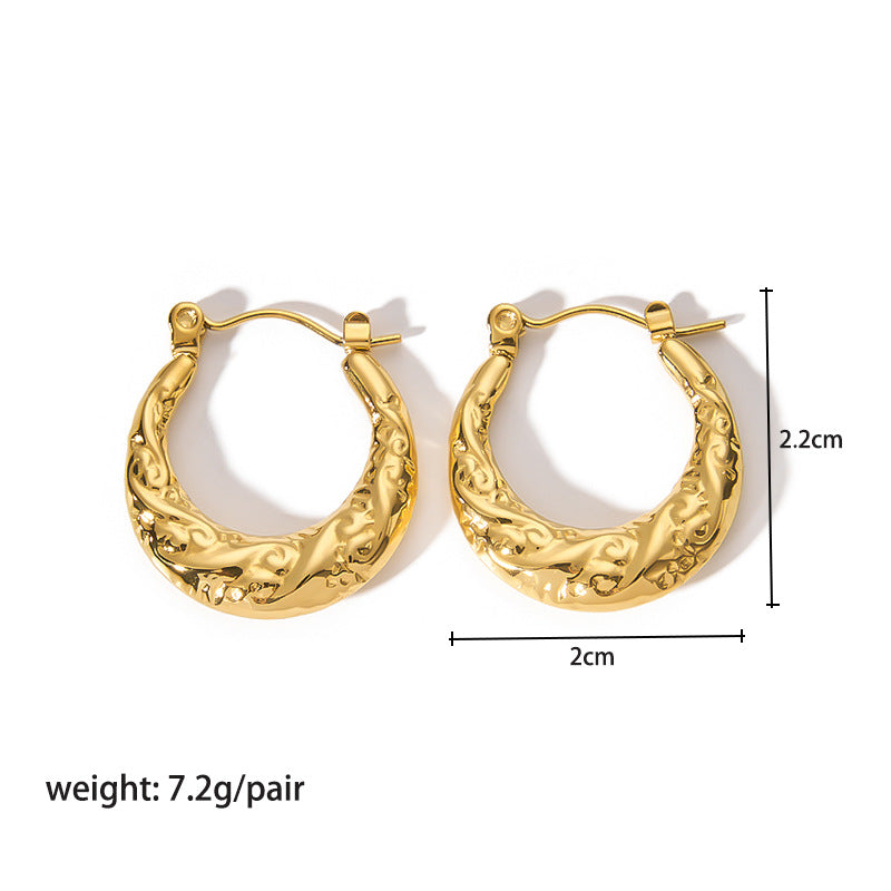 1 Pair Modern Style Round Heart Shape Stainless Steel Hoop Earrings