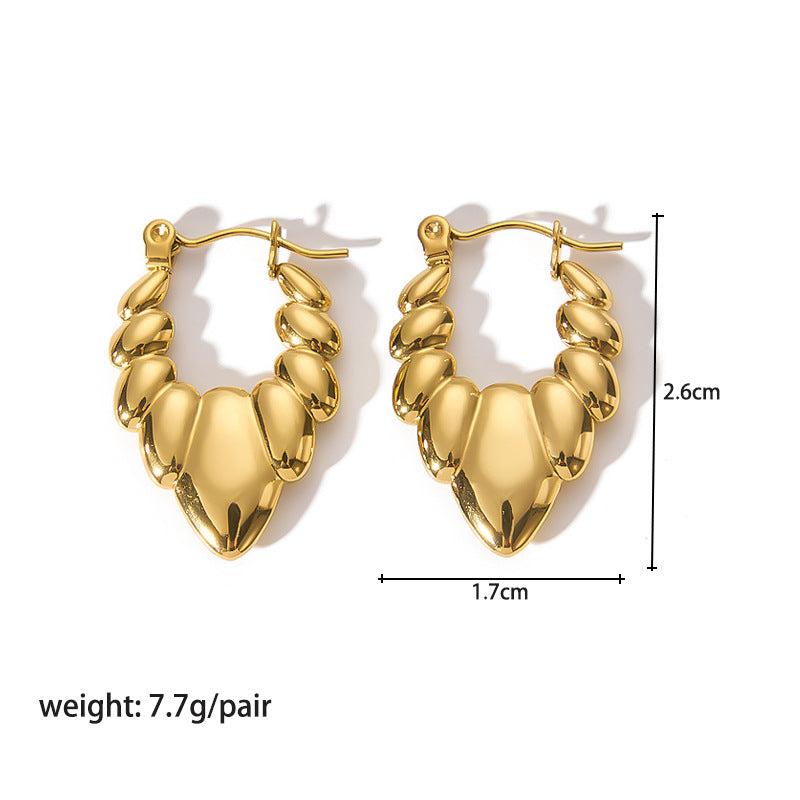 1 Pair Modern Style Round Heart Shape Stainless Steel Hoop Earrings