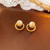 1 Pair Elegant Retro Heart Shape Flower Plating Inlay Copper Pearl Earrings