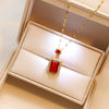 Wholesale Ethnic Style Square Titanium Steel Inlay Zircon Rings Earrings Necklace