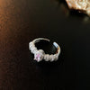 Japanese Style Flower Copper Plating Inlay Artificial Crystal Freshwater Pearl Open Ring