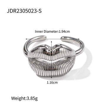 Wholesale Jewelry IG Style Lip Lines 316 Stainless Steel  Plating Open Rings