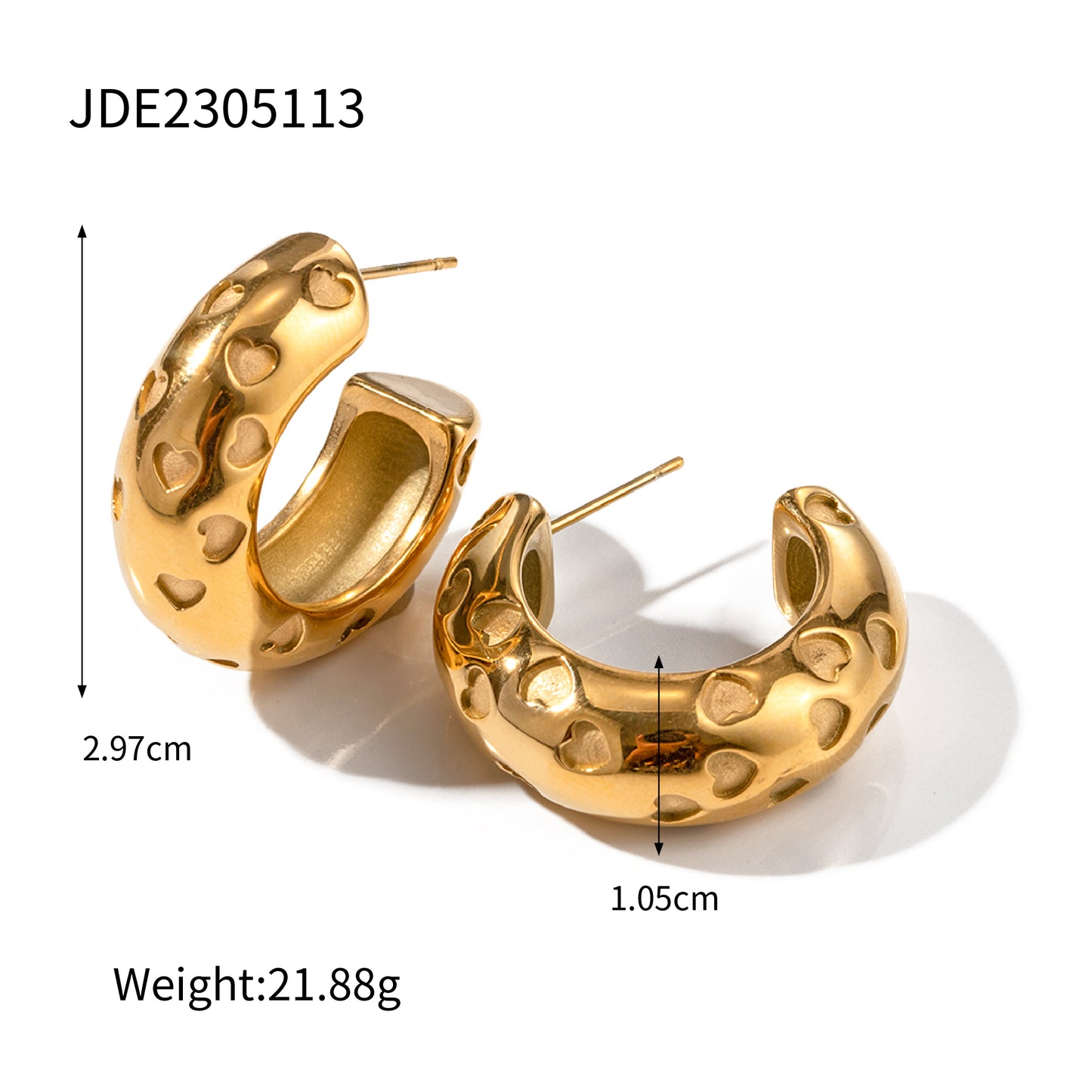 1 Pair Simple Style C Shape Plating Stainless Steel 18k Gold Plated Ear Studs