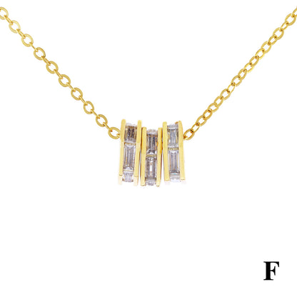 Simple Style Hexagon Copper Plating Inlay Zircon 18k Gold Plated Necklace