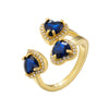 Elegant Luxurious Shiny Heart Shape Copper 18k Gold Plated Zircon Open Ring In Bulk