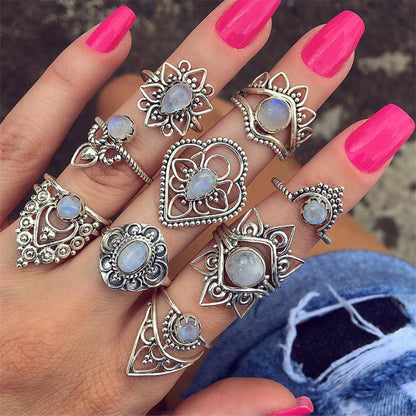 Wholesale Jewelry Hip-hop Retro Moon Flower Butterfly Alloy Artificial Pearls Rhinestones Zircon 18k Gold Plated Gold Plated Silver Plated Plating Inlay Rings