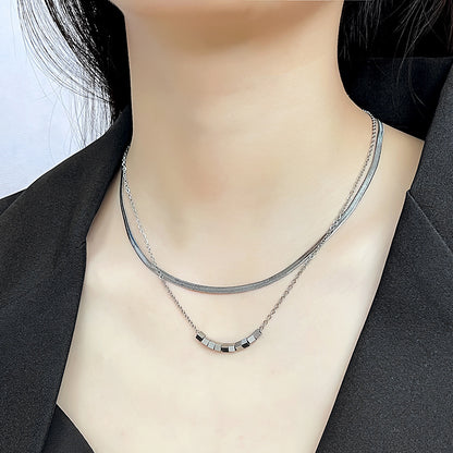 Streetwear Geometric Stainless Steel Plating Layered Necklaces