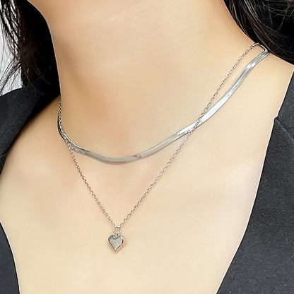 Streetwear Geometric Stainless Steel Plating Layered Necklaces