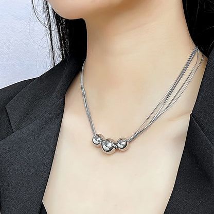 Streetwear Geometric Stainless Steel Plating Layered Necklaces