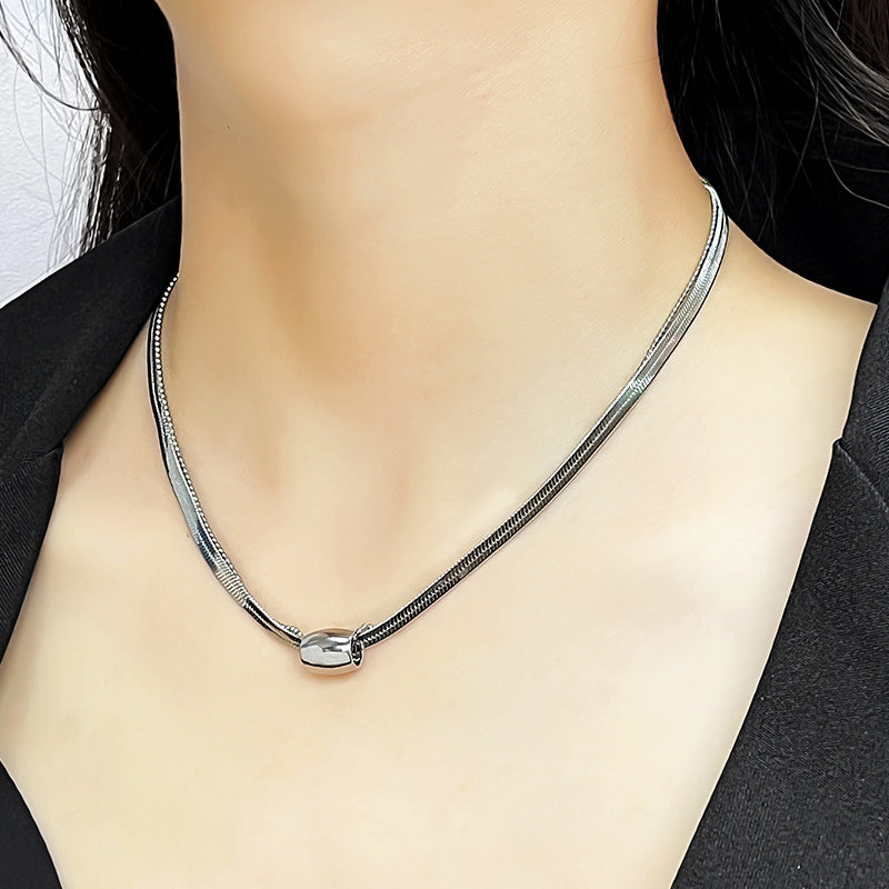 Streetwear Geometric Stainless Steel Plating Layered Necklaces