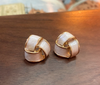 1 Pair Retro Geometric Enamel Imitation Pearl Copper Ear Studs