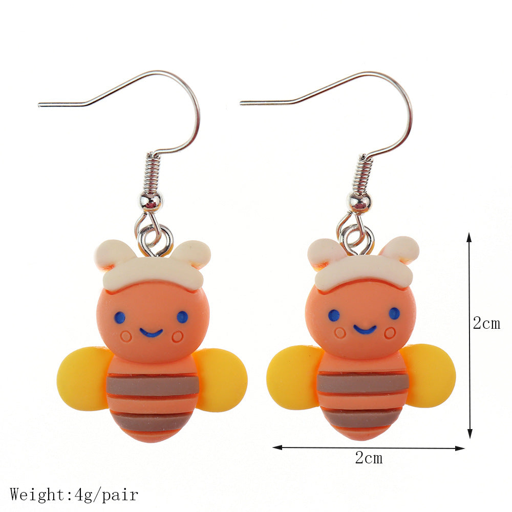 1 Pair Casual Cute Bee Butterfly Plastic Resin Drop Earrings