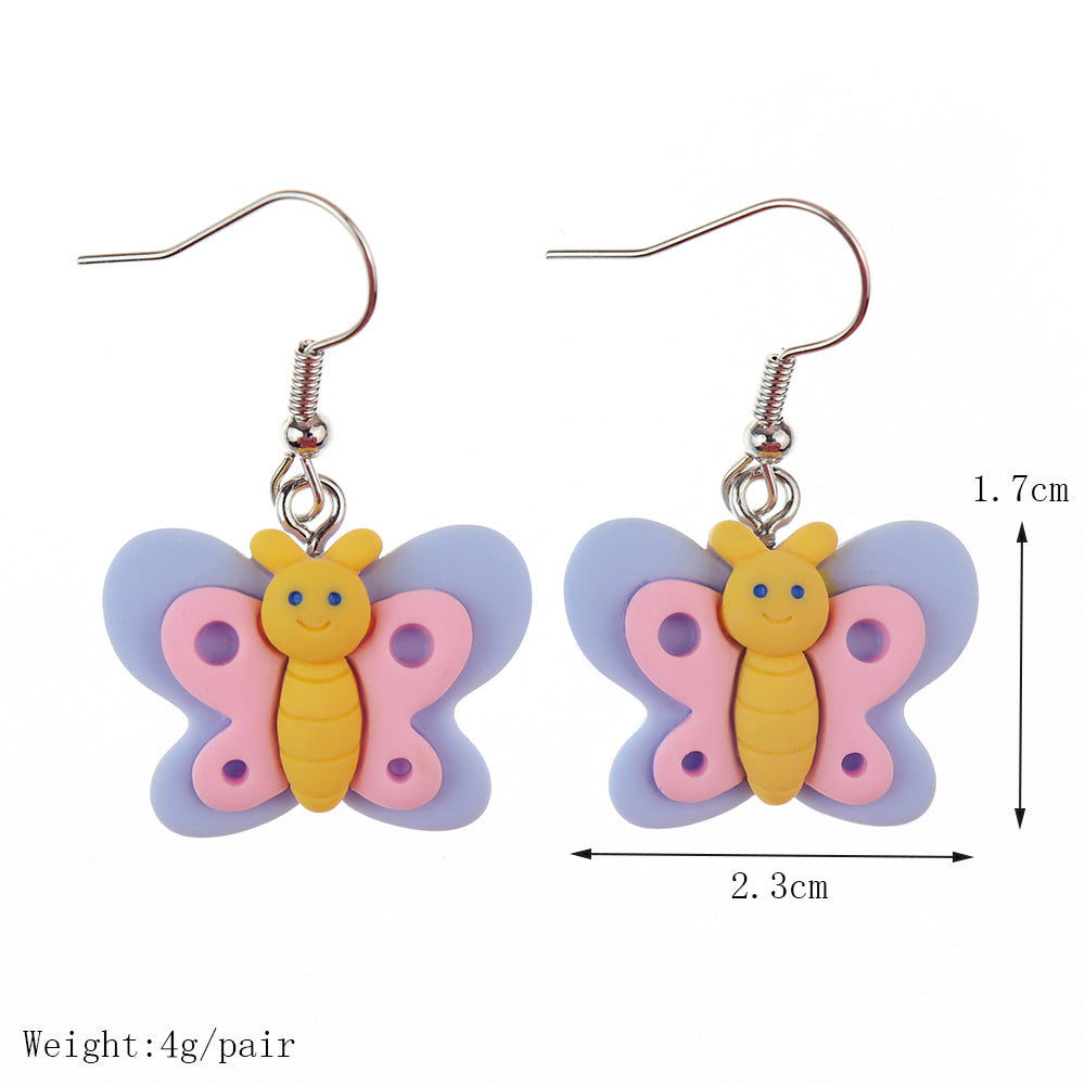 1 Pair Casual Cute Bee Butterfly Plastic Resin Drop Earrings