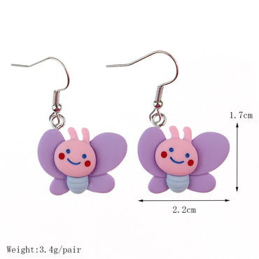 1 Pair Casual Cute Bee Butterfly Plastic Resin Drop Earrings