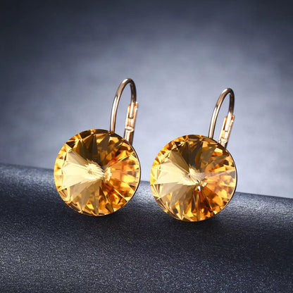 1 Pair Simple Style Water Droplets Plating Inlay Artificial Crystal Crystal 18k Gold Plated Earrings