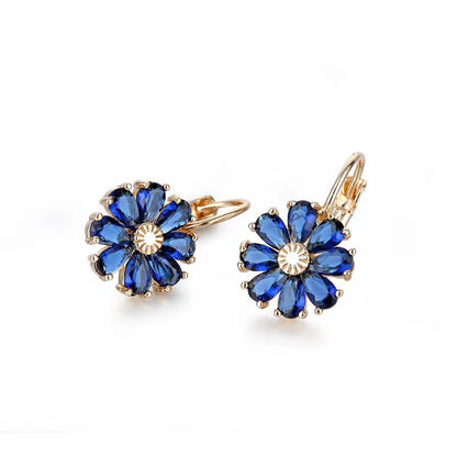 1 Pair Sweet Flower Plating Inlay Copper Zircon Earrings