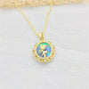 Sweet Heart Shape Flower Bow Knot Copper Plating Inlay Artificial Pearls Shell Zircon 18k Gold Plated Pendant Necklace