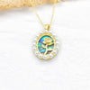 Sweet Heart Shape Flower Bow Knot Copper Plating Inlay Artificial Pearls Shell Zircon 18k Gold Plated Pendant Necklace